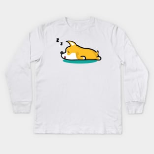 Pembroke Welsh Corgi Sleeping Lazy Dog Kids Long Sleeve T-Shirt